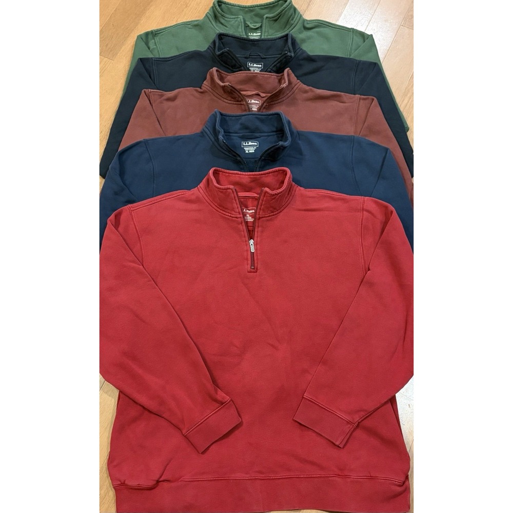 LL Bean 1/4 Zip Lot Of (5) XL Multicolor EUC Pockets Mock Neck
